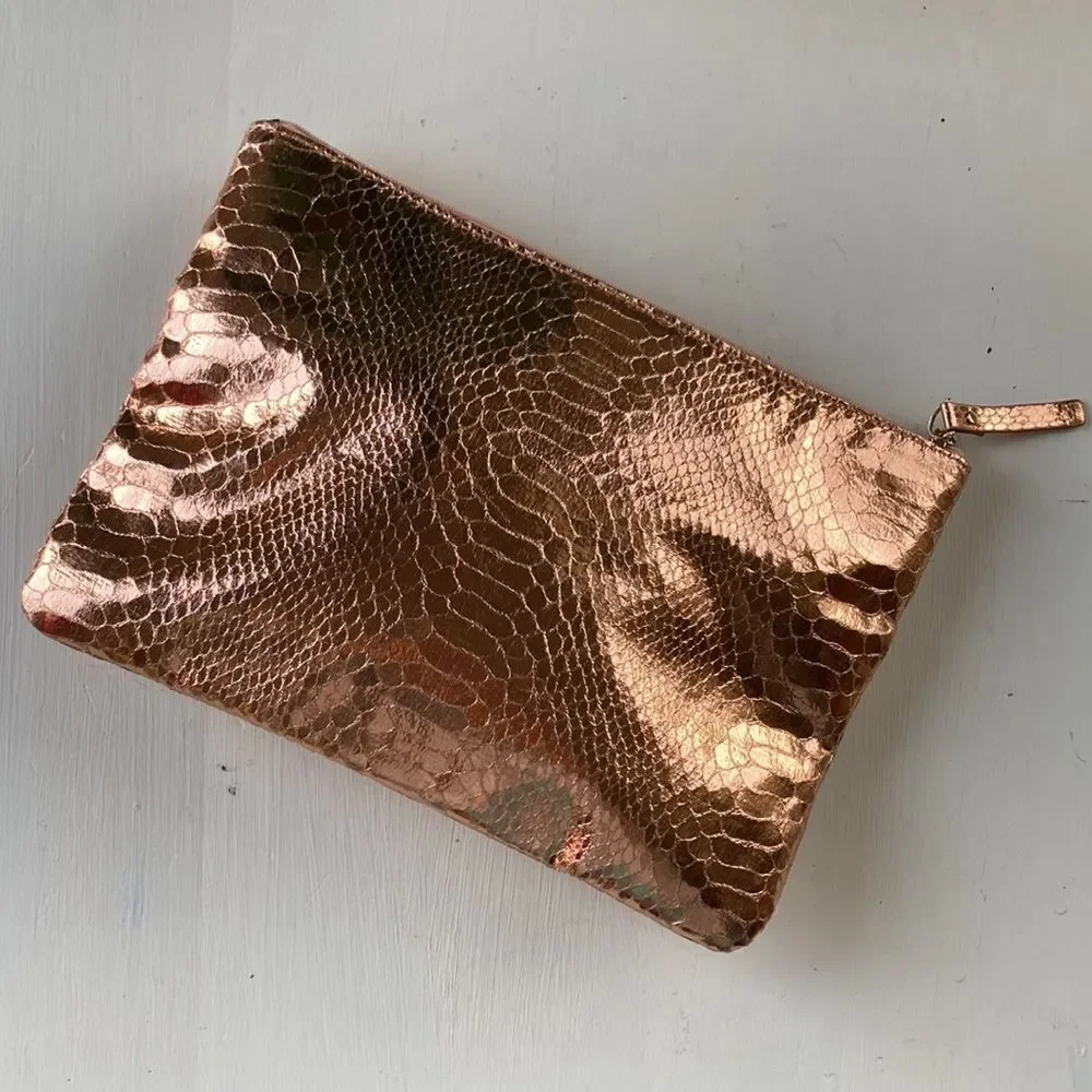 Kate Spade Foiled Again “Gia” Rose Gold Clutch NWNT